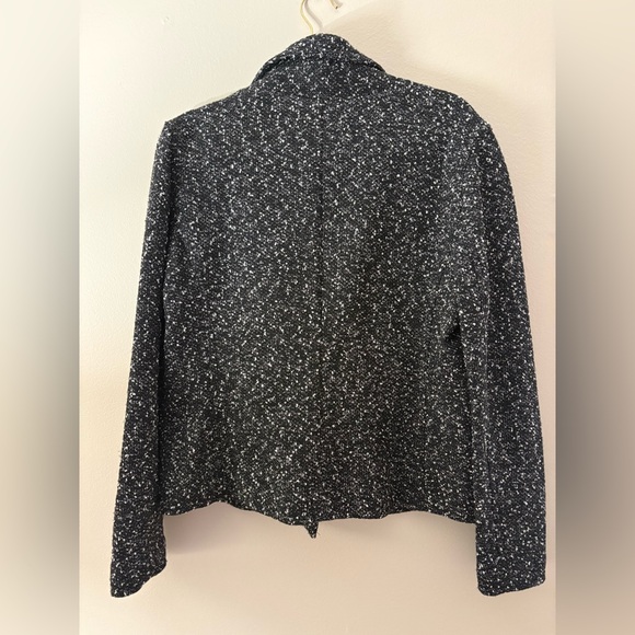 Ann Taylor NWT Black White Nubby Tweed Moto Jacket Size 12 - Picture 5 of 6